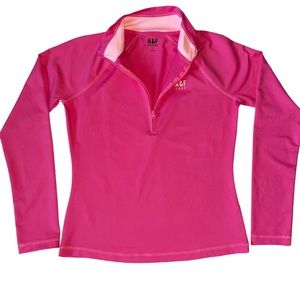 A & F Active Pink Activewear 1/4 Zip Pullover SZ:L